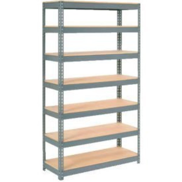 Global Equipment Extra Heavy Duty Shelving 48"W x 12"D x 84"H With 7 Shelves, Wood Deck, Gry 255517